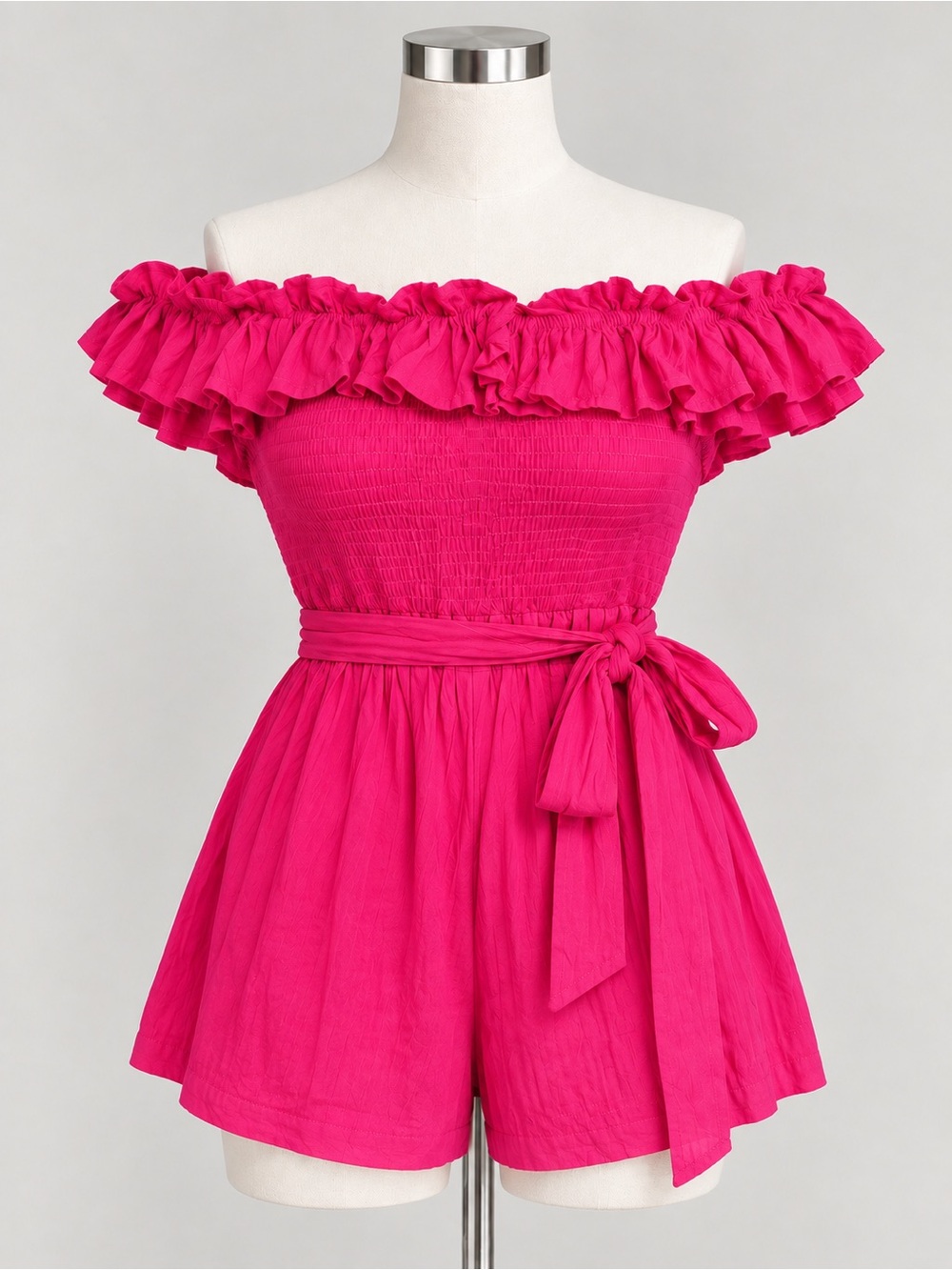 New York & Co. Women's Pink Strapless Tie-Waist Ruffle Romper Size L